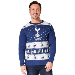 Tottenham Hotspur FC Kersttruien voor heren en tieners, warme gezellige voetbal-kersttrui, M-3XL - sporencadeau voor heren (Blauw, L)