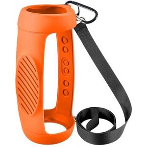 Siliconen hoes voor JBL Charge 5 Bluetooth-luidspreker met schouderriem en karabijnhaak (oranje)