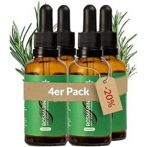 Heldengrün® Biologische rozemarijn + haarolie [hoge dosis] stimuleert haargroei, haarolie bij haaruitval met echte biologische jojoba- en rozemarijnolie, rozemarijnolie haar, 4 x 50 ml