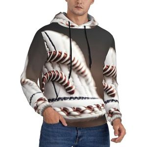 SDEGTHO Honkbal Kant Close-up Heren Kerst Oversized Hoodies Klassieke Hoodie Pullover Hoodies Voor Mannen Streetwear Sweatshirts, Zwart, XXL