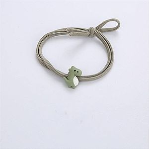 Leuke cartoon-armband voor dames en meisjes, rubber, dinosauruskop, polsband, haarring, paar armband (groen)
