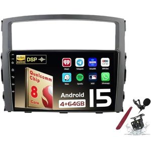 Android 15 Autoradio Sat Navi voor M-itsubishi Pajero (2006-2014) 9 Inch Touchscreen Multimedia Speler met Draadloze Carplay GPS Navigatie FM RDS Bluetooth 5G-WiFi SWC DSP,M100s