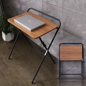 ZYBOWAYL Houten klaptafel, modern, eenvoudig computerbureau, 31,5 x 18,9 x 28,7 cm, werkstudietafel, opvouwbaar schrijfbureau, binnen en buiten, draagbare eettafel, patio kaarttafel met metalen poot