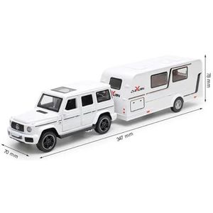 Schaal afgewerkte modelauto 1/32 Voor Benz Legering Trailer RV Automodel Diecast Metaal Recreatieve Terreinwagen Vrachtwagen Camper Automodel Miniatuurreplica-auto (Color : White)