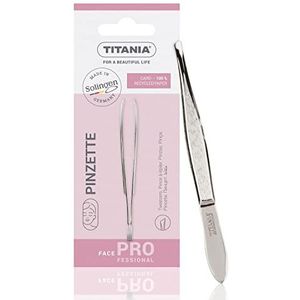 TITANIA Pincet uit Solingen (8 cm) • Made in Germany • Wenkbrauwpincet om te epileren • Dunne, afgeschuinde punt voor nauwkeurige grip