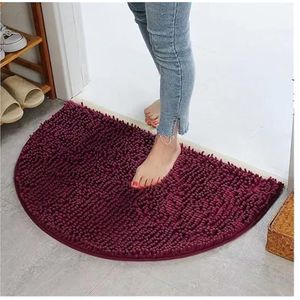 Fasksh Zacht tapijt antislip badkamer tapijt vloer deur mat vuilbarrière halve cirkel vloer deur kussen mat tapijt 40 x 60 cm (diep paars)