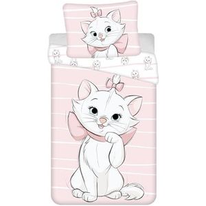 Beddengoed voor baby's, Marie Les Aristocats, 100% katoen, omkeerbaar Disney-dekbedovertrek, 100 x 135 cm, kussensloop 40 x 60 cm