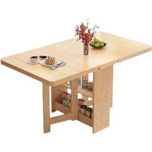 FZDZ Massief houten opvouwbare keukentafel, multifunctionele opvouwbare eettafel met twee planken, variabele drievoudige eettafel (A,140 x 80 x 75 cm (55 x 32 x 30 inch))