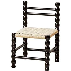 Keukenstoelen, rotan patio moderne vrijetijds houten eetkamerstoel, for binnen en buiten, achtertuin, veranda, wachtkamer(Black,Short)