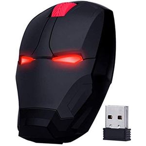ECOiNVA Draadloze Iron Man Muis 2.4G Optische Computer Muis voor Desktop Laptop PC Mac (Zwart)