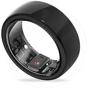 aabo Ring, Health & Fitness Tracker Smart Ring, Geavanceerde Slaapmonitoring, Stress & Activiteit Tracking, Titanium, IP68 Waterdicht (US Maat No 7, Draadloos, Zwart)