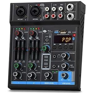 Professionele audiomixer Professionele 4-kanaals interface Mini-mixer USB Bluetooth-geluidskaart 48V fantoomvoeding Studio-opname DJ-mengpaneel DJ-studiostreaming