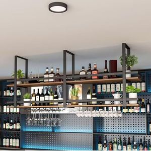 YUZDNM Plafond wijnplank - hangend wijnglazen rek, plafond smeedijzeren massief houten wijnglazen rek, hangende multifunctionele keuken opbergrek, Europese bar displayrek (afmetingen: 140 x 30 x 80