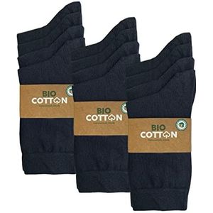mehrstrumpf 8/12 paar kindersokken van 100% biologisch geteeld katoen jongens en meisjes zonder naad (model: Biolivia), 12 paar (marineblauw), 35/38 EU