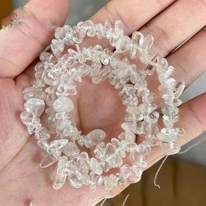Natuurlijke koraal Amethist Granaat Steen Kralen Chip Gratis Vorm voor DIY Ketting Armband Sieraden Maken-Wit Kristal-86 cm