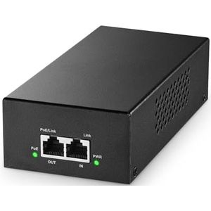 YuLinca Gigabit PoE+ injector, 90W 802.3af/at/bt 1000 Mbit/s, plug & play, metaal voor desktop/wandmontage, afstand tot 100 meter (328 ft.)