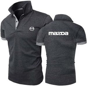 Poloshirts Voor Heren Sportkleding Voor Mazda Vochtafvoerend Zacht T-shirt Kleding Knopen Effen T-shirt Training Met Kraag Korte Mouwen Patchwork Halve Mouw-Dark Gray||L