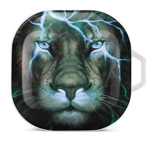 Lightning Lion Oordopjes Hoesje Compatibel met Samsung Hard Shell Beschermhoes Wit-Stijl