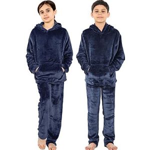 A2Z 4 Kids Kinderen Warm Fleece Twosie Capuchon Pyjama - PJS 215 Navy 13