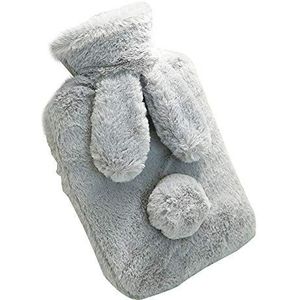 DieffematicRSD Warmwaterkruik Warm waterzak hand warmer huishoudelijke warming-warmwaterflessen met konijnen oor dekking (Color : Dark gray)
