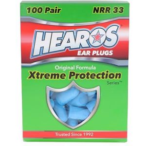 HEAROS Xtreme Foam Oordopjes - 33dB NRR, 100 Paar, Schuimrubberen Geluidsreductie en Gehoorbescherming