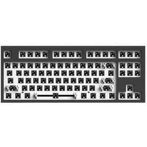 QPSJXN MK870 mechanisch toetsenbord, drie modi, draadloos, hot swap, RGB, aanpasbare full-knop-toetsenbordaccessoires (Wired Polar Night)