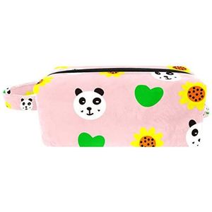 Cosmetische tas,kleine handtas make-uptas voor damesportemonnee,Pink Love Zonnebloem Panda,make-uptasjes voor op reis