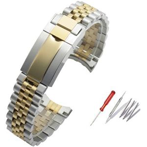 Horlogeband For Compatibel Met Rolex DAYTONA SUBMARINER Massief Roestvrijstalen Band (Color : Silver Gold, Size : 20mm With logo)