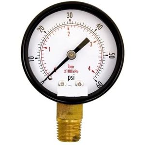 2 inch service-manometer, 1/4 inch NPT-onderstoel, zwarte stalen behuizing, 0-60 psi