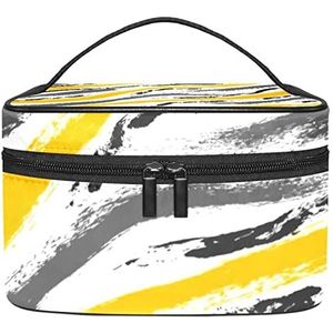 Coole citroen met zonnebril make-up tas voor vrouwen meisjes cosmetische tassen met handvat reizen make-up organizer tas, Geel en Grijs, 8.9x5.9x5.4 Inches, Make-up zakje