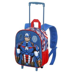 Captain America First Small 3D-rugzak met wielen, blauw, 26 x 34 cm, inhoud 12,5 l, Blauw, Eén maat, Kleine 3D-rugzak met wielen eerst