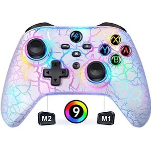 Schakelaar controller voor Nintendo, Switch Controller met 2 Back Button Macro Programmeerbaar/Gebarst Design verlichting, 1000 mAh Controller Switch voor Switch/Lite/OLED, compatibel met