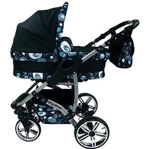 Set van 40 kleuren om uit te kiezen buggy, lekvrije wielen, Twing by SaintBaby Black circles 2-in-1 zonder babyzitje