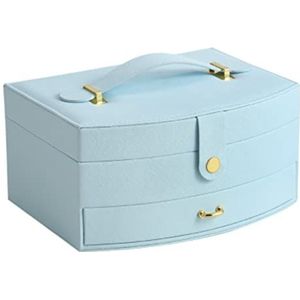 Massief houten juwelendoos， Sieradendoos, make-uptas, cosmetica-opberger, sieradenorganizer, veelkleurig, 20x15x10cm(Blue_20*15 * 10cm)