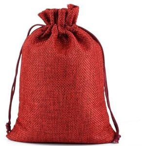 Katoenen mousseline zakken 10st handgemaakte natuurlijke jute katoen linnen trekkoord geschenkzakken gunst bruiloft kerstcadeau tas sieraden verpakking zakken en zakjes (kleur: rood, maat: 7 x 9 cm