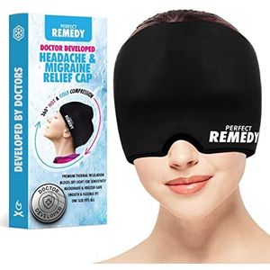 Perfect Remedy Ice Pack Migraine Relief Cap - Headache Relief Hat for Migraine Ice Head Wrap, 360° Migraine Cap, MIgraine Head Wrap & Headache Relief Cap, Sinus Mask