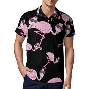 Leuke zonnebril flamingo heren golf poloshirt zomer korte mouw T-shirt casual sneldrogende T-shirts XL