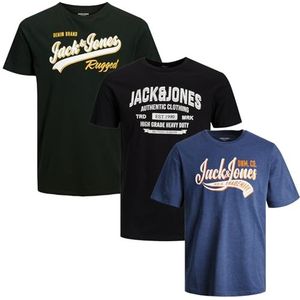 JACK & JONES Heren T-shirt 3-pack ronde hals Jam14 Tee Shirt S, M, L, XL, XXL, Pakket van 3 grote maten # 75, 3XL