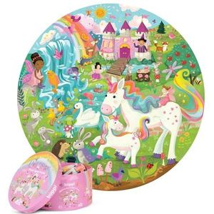 Magische eenhoorn - ronde puzzel - 150 stukjes - 58cm diameter - gemaakt van 3-laags gerecycled karton