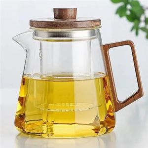 Thee Sets 800ML Koffiepot Gasfornuis Elektrische Aardewerk Kachel Te Kook Theepot Hittebestendig Glas Houten Handvat Thee Sets Puer Ketel Theeset Reis Theepot (Size : D)