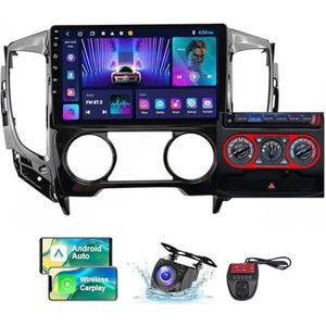 Android 13 Autoradio 2 DIN Compatibel met Mitsubishi L200 5 2015-2019 9 Inch Touchscreen Carplay en Android Auto met Bluetooth/FM RDS/Bediening op het stuur/Achteruitrijcamera(A,NF-1)
