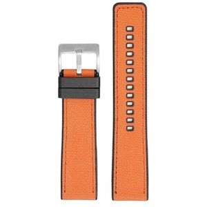 Geweven canvas rubberen band 20mm22mm 24mm snelsluiting waterdicht heren nylon sport vervangen armband horlogeband geschikt for Omega for Seiko (Color : Orange silver, Size : 20mm)