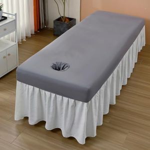 Grijs,180 * 60cm,LDLCYCN Waterdichte Massage Bed Cover Met Gezicht Gat SPA Massage Bank Beschermhoes Schoonheidsbed Hoeslaken Matrashoes Voor Tattoo Tafel Schoonheidssalon Bed Wasbaar
