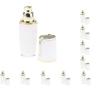 10 Set Lege Hervulbare Acryl Pomp Druk Fles Container Jar voor Lotion 30 ml, Goud+Wit