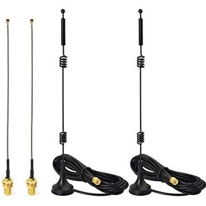 Bingfu Omnidirectionele wifi-antenne, 9 dBi MIMO RP-SMA dual-band, 2,4 GHz, 5,8 GHz, IPEX IPX U.FL naar RP-SMA kabel voor versterker router wifi camera PCIE draadloze netwerkkaart, 2 verpakkingen
