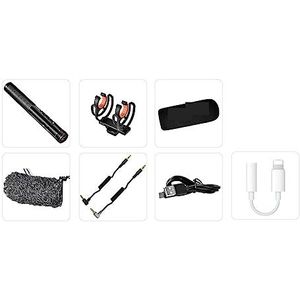 Geluidskaartkit, Shotgun-microfoon, CVM-VM20 professionele supercardioïde microfoon met schokbevestiging, cameramicrofoon for video-opname(With iPhone Cable)