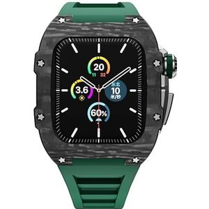 Real Carbon Fiber Case Modification Kit voor serie 8 7 6 SE 5 4 Roestvrijstalen kast+rubberen band voor IWatch 41 mm 45 mm