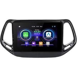 Android TrailBlaze 9 inch autoradio voor Jeep Compass 2017 2018 2019 met GPS-navigatie, Bluetooth, achteruitrijcamera, stuurbediening (A1600 8 Core 4G + WiFi 6G + 128G)