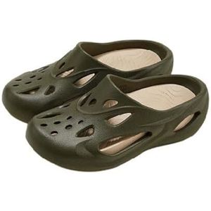 EKsma Tuinschoenen voor heren, lichtgewicht outdoor strandslippers, herstelsandalen met verwijderbare dikke inlegzolen, Groen, 43 EU