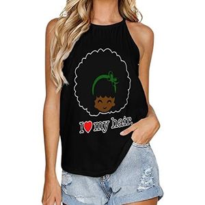 I Love My Hair Zomer Mode Tanktops Vrouwen Casual Mouwloos T-shirt Ronde Hals Vest XL